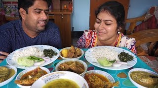 eating show with sound  eating mutton curry and shorse ilish and fish vona [upl. by Bigler]