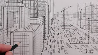 How to Draw a City Using OnePoint Perspective [upl. by Pris]