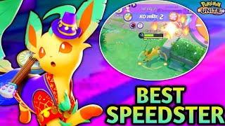 LEAFEON LOOKS INSANELY BROKEN 😮 WITH RAZOR LEAF AND ARIAL ACE  POKEMON UNITE  LEAFEON GAMEPLAY [upl. by Llereg596]