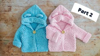 PART 2 of Fast Crochet Baby Hoodie [upl. by Elpmid]