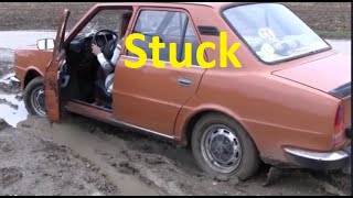 Women old car stuck in mud  driving in heels [upl. by Nesnah516]