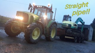 John Deere 6520 Turbo straight pipe sound [upl. by Ecirahs293]