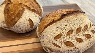 Easy French country loaf made with poolish bread baking breadmaking homemade artisanbread [upl. by Assenyl]