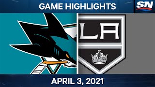 NHL Game Highlights  Sharks vs Kings – Apr 3 2021 [upl. by Kleper352]