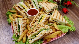 Best Club Sandwich Recipe  Grilled Chicken Club Sandwich Recipe  Best Street Food Recipe [upl. by Llain27]