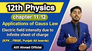 Applications of gauss law  electric field intensity due to infinite sheet of charge class 12 [upl. by Adianes758]