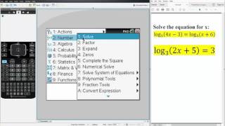 Alg2 Solving Logarithmic Equations TInSpire CX CAS [upl. by Sherlock]