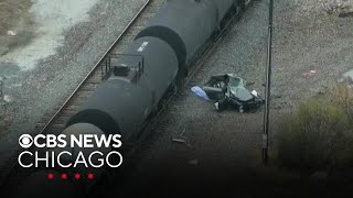 3 people killed when car freight train collide in south Chicago suburbs [upl. by Cutlerr]