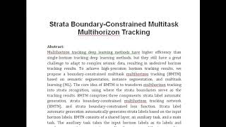 Strata Boundary Constrained Multitask Multihorizon Tracking [upl. by Patsy]