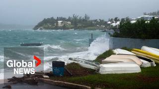 Hurricane Ernesto Powerful winds 35ft waves pound Bermuda as storm makes landfall [upl. by Devina]