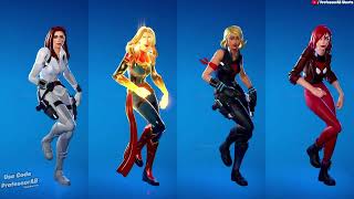 Fortnite Dimentional Emote With Black Widow Captain Marvel MJ Watson Skins Thicc 🍑😜🥵 Who Won [upl. by Somar]