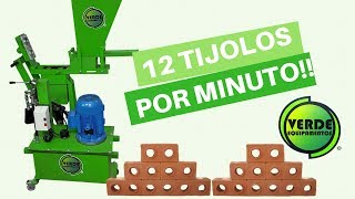 Faça 12 tijolos em 1 minuto  Máquina de Tijolo Ecológico e Paver  Verde Equipamentos [upl. by Aissilem]