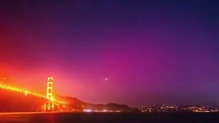 Northern lights over San Francisco Golden gate bridge [upl. by Fairbanks]