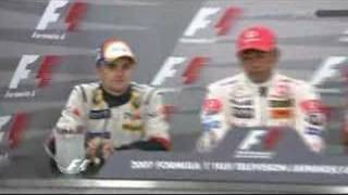 Heikki and Kimi speaking Finnish at Fuji 2007 [upl. by Nnawaj]