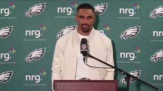 Jalen Hurts full postgame presser following the Eagles Week 7 win over the Giants [upl. by Ennaxxor228]