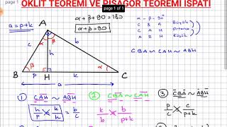 ÖKLİT TEOREMİ VE PİSAGOR TEOREMİ İSPATI [upl. by Enalb]