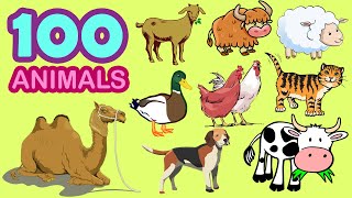 100 Farm Animals For Kids In English [upl. by Cobbie]