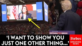 Trump Plays Viral Gaffe Supercut Of Kamala Harris On The Jumbotron At Montana Campaign Rally [upl. by Susej]