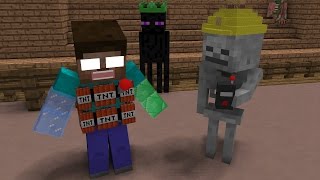 Monster School Magic Hats Fight  Minecraft Animation [upl. by Sterne]