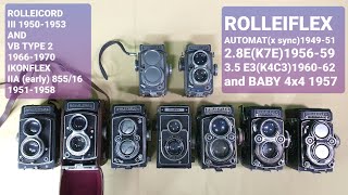 ROLLEIFLEX AUTOMAT x sync 28E 35 E3 and BABY 4x4 ROLLEICORD III and IKOFLEX IIA EARLY 85516 [upl. by Anstus]