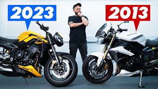 Are Modern Motorcycles ACTUALLY Better Triumph Street Triple 765 vs 675 [upl. by Edwin]