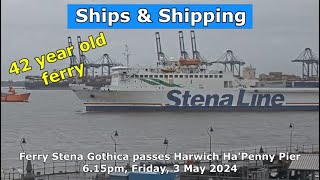 42 Year Old Ferry Stena Gothica passes HaPenny Pier Harwich Friday 3 May 2024 [upl. by Yenaffit]