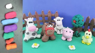 How To Make Clay Farm Animals Pig Horse Cow Sheep and Chicken  Clay Modeling Projects [upl. by Tybi]