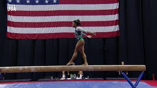 Simone Biles Debuts New Double Double Beam Dismount  Champions Series Presented By Xfinity [upl. by Ydnim]