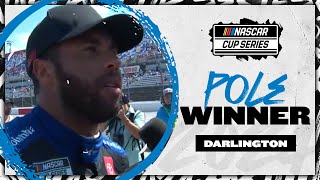 Bubba Wallace ‘I strive for this’ after Darlington pole win  NASCAR [upl. by Yrekaz]