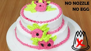 न नोजल बनना न नोजल खरीदना एक नए तरीके से सजाये केक Two Tier Cake Recipe by Maa Beti Kitchhen Star [upl. by Euqor896]