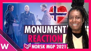 KEiiNO  Monument REACTION  Live at MGP 2021 SF1 Norway at Eurovision [upl. by Euhc]