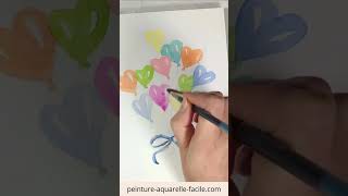 Une carte de SaintValentin en aquarelle Tuto aquarelle [upl. by Housen]