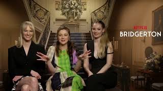 BRIDGERTON Season 3 Cast Interview Nicola Coughlan Luke Newton Golda Rosheuvel Claudia Jessie [upl. by Noemys]