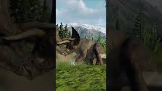 Jurassic World Evolution 2🌎 Stegosaurus Fight Triceratops Short [upl. by Silvan]