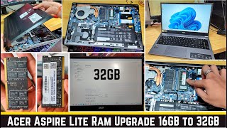 Acer Aspire Lite Ram Upgrade 16GB to 32GB  detail video how to remove back panel and install ram [upl. by Demetria50]