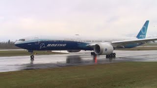 WATCH Boeing 777X makes its first test flight on the second try [upl. by Akyssej]