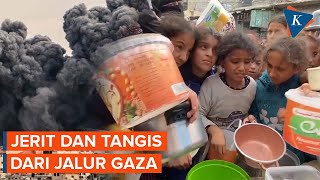 Potret Pengungsi Gaza Berebut Makanan di Dapur Umum Rafah [upl. by Kassaraba]