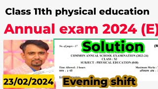 physical education paper answer key class 11 2024  evening shift class 11 physical education [upl. by Irt]