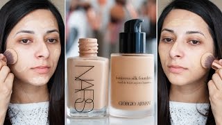 Nars Sheer Glow vs Giorgio Armani Luminous Silk Battle of Foundations  Ysis Lorenna [upl. by Eyot]