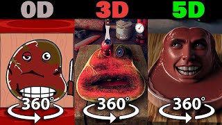 360° VR Charlie the Steak 0D VS 1D vs 2D VS 3D VS 4D VS 5D WELL DONE animations [upl. by Assenad]