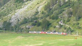 Glacier Express auf der Matterhorn Gotthard Bahn hinter Zermatt [upl. by Ylro986]