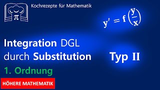 Differentialgleichungen lösen durch Substitution Typ II DGL  Schrittweise mit Beispiel [upl. by Atterg]