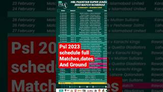 Psl 2023 schedule 2023 psl 8 full schedulepsl 8 Timetablepsl2023viralvideoshortsshortvideo [upl. by Lanford477]