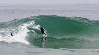 Professionals Attempt to Ride Wooden Skimboard at The Wedge [upl. by Gomez744]