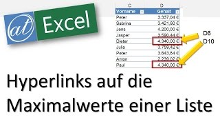 Excel  692  Dynamischer Hyperlink auf größte Werte einer Liste [upl. by Darken]