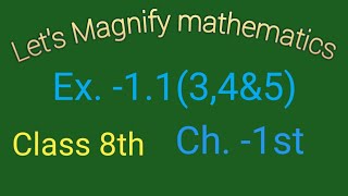 lets Magnify mathematics class 8th chapter 1 ex 11 Q 3 to 5 by rsk maths monitor [upl. by Kingston]