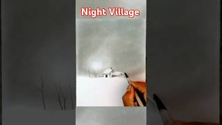 Night Village🖤 Drawing with Aaj Ki Rate Song aajkiraat drawing night moon shorts [upl. by Zadack]