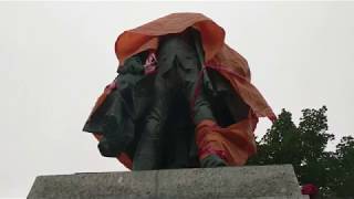 Halifaxs Edward Cornwallis statue vandalism July 15 2017 [upl. by Norihs]