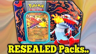 Opening a Pokémon Skeledirge Tin and resealed packs [upl. by Longerich]