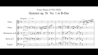 Franz Danzi  Wind Quintet op 56 no 1 with Score [upl. by Joaquin985]